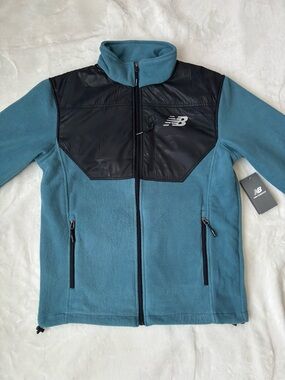 New Balance Blue Fleece Jacket with Black Chest Panel